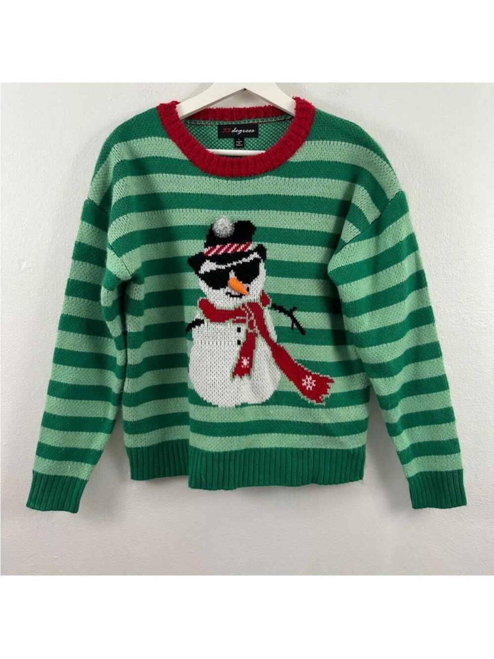 32 Degrees Women’s Snowman Striped Christmas Sweater Size S